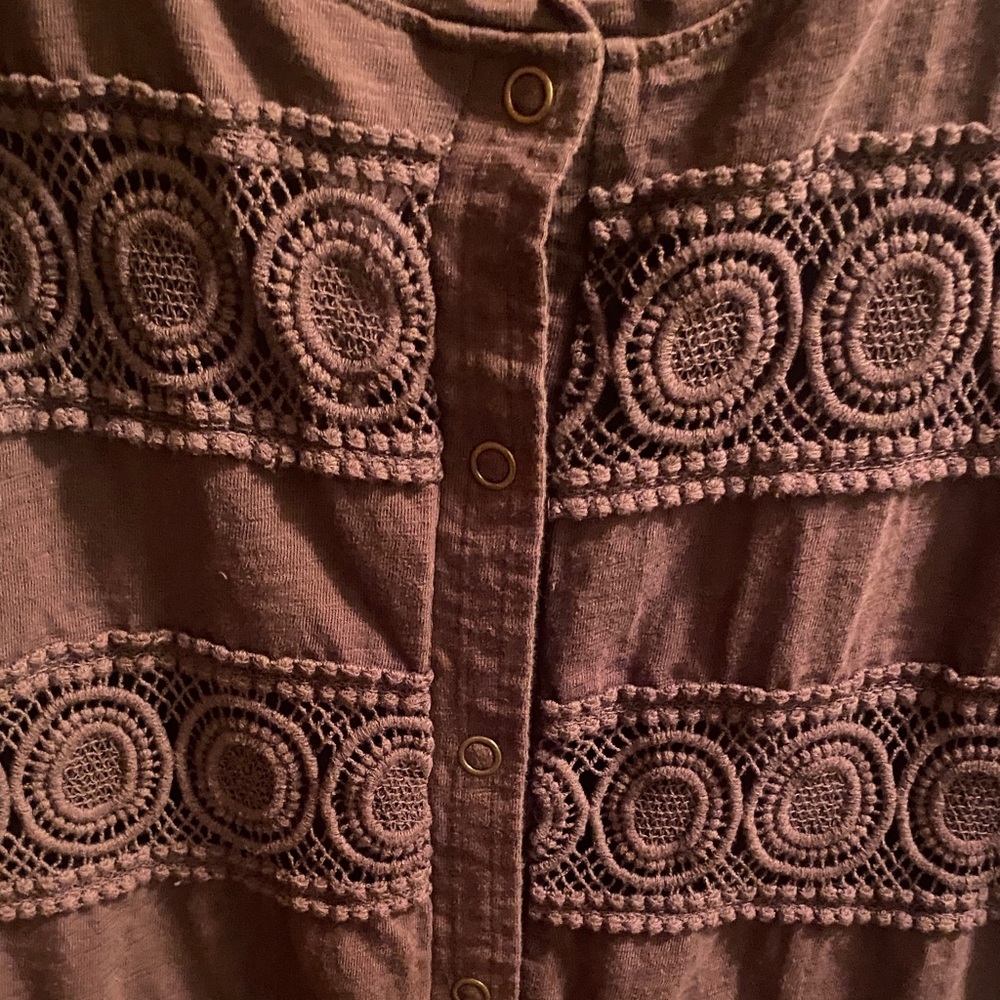 Crochet vintage cotton Onque Woman plus size 2X Short Sleeve Top Anthropologie